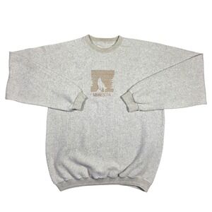 Vintage Minnesota Wolf Graphic Sweatshirt Men L Retro Grunge Punk Outdoors Cabin